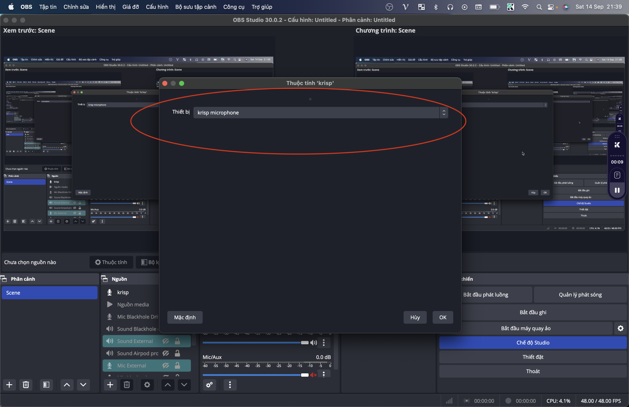 Chỉnh âm OBS P4 Cho Macos phần mềm thứ 3 krisp